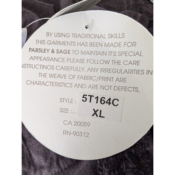 Parsley & Sage Top XL Purple Lace Stretch Cotton Rayon 3/4 Sleeve Button Boho - Picture 8 of 10